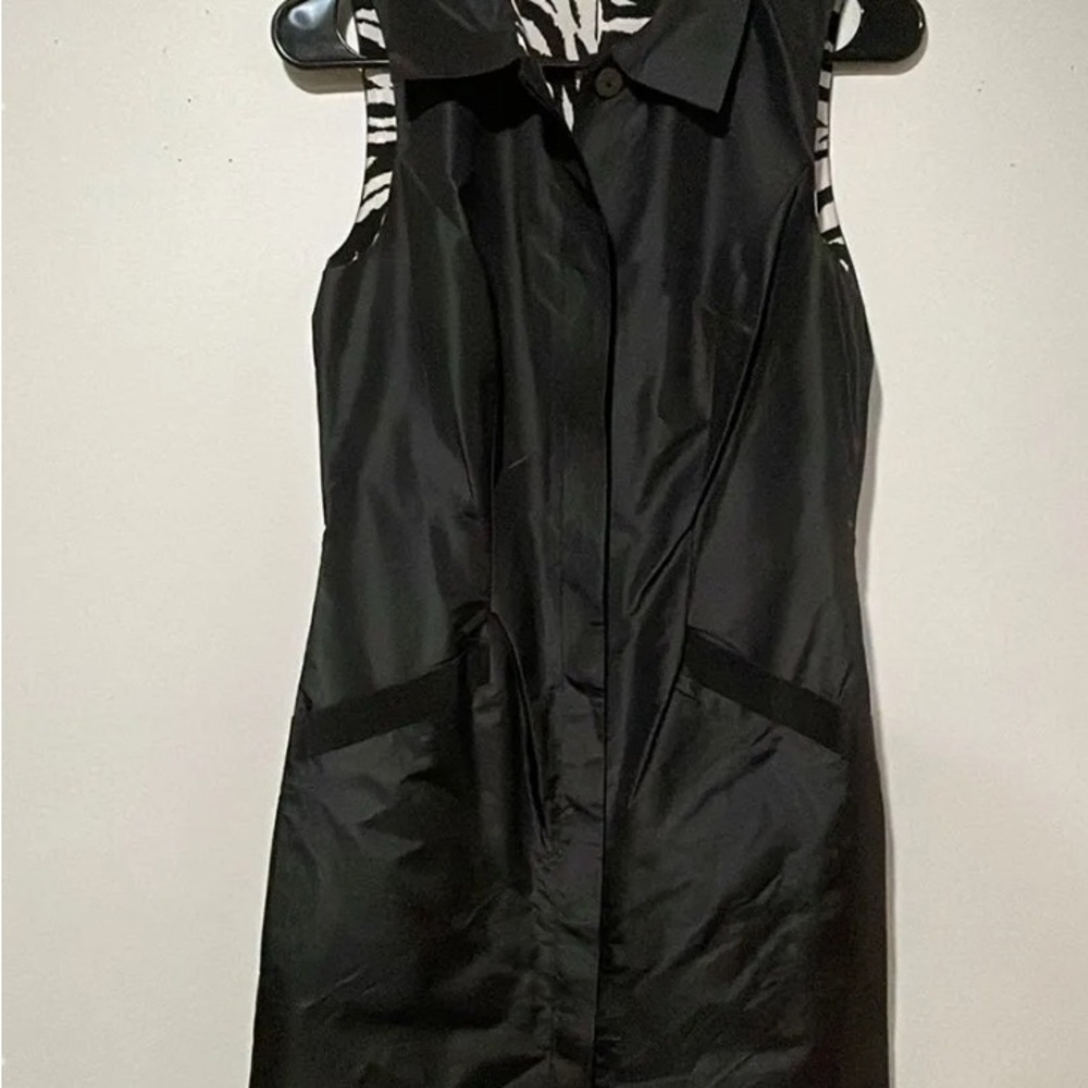 Fiori di Zucca silk Black Sleeveless Dress with Zebra Print Accents